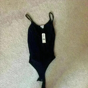 Garage black body suit with spaghetti straps